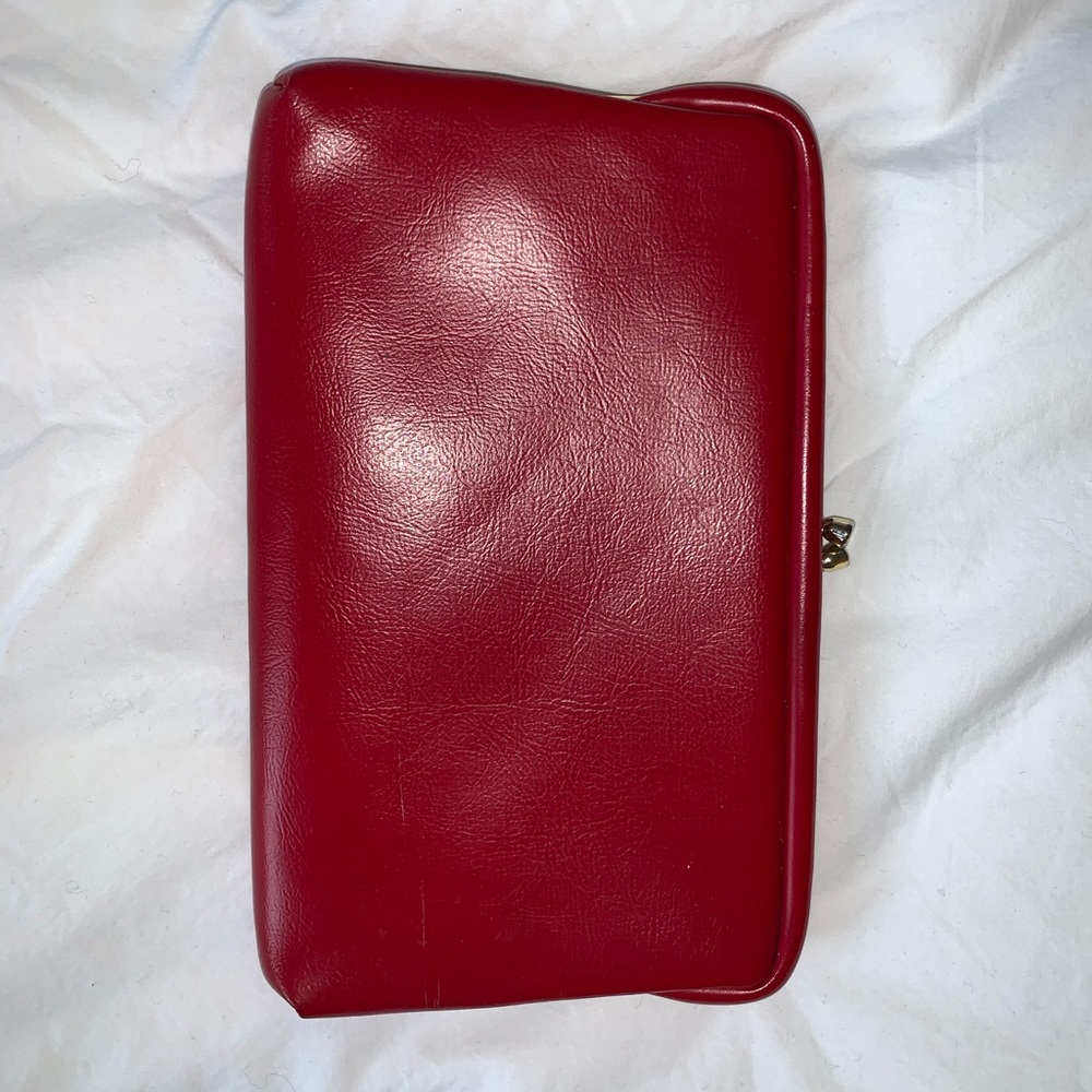 Red leather vintage clutch